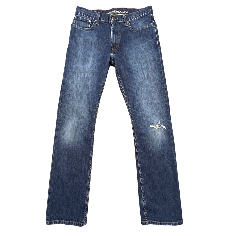 Eddie Bauer Blue Distressed Straight Leg Jeans Mens 30x32